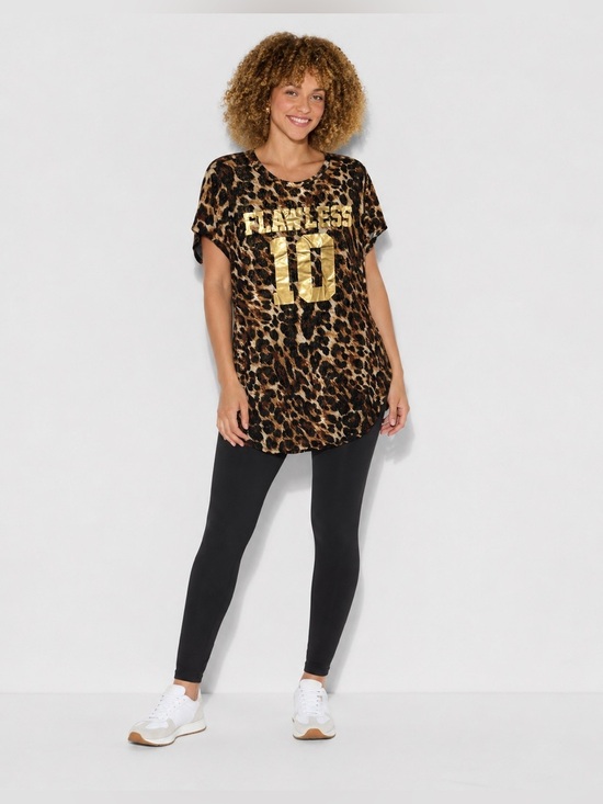 Blush Tops - Blush Women’s 3X Leopard Print Tunic Top Gold Foil FLAWLESS 10 Short Sleeve